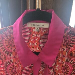 Rose & Olive Pink and Red Patterned Blouse